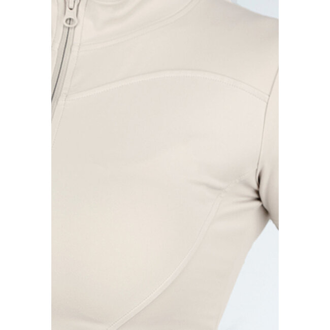Beigefarbener Sportdress mit Cargo-Taschen und Scrunch