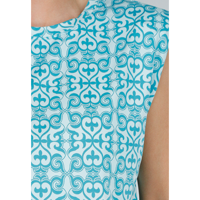 Ärmelloses Azure Stretch Top in lockerer Passform mit Barockdruck und Schulterpolsterung