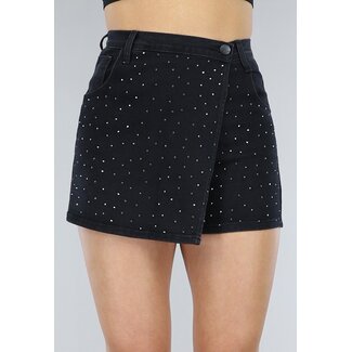 Schwarzer Glitzer-Skort