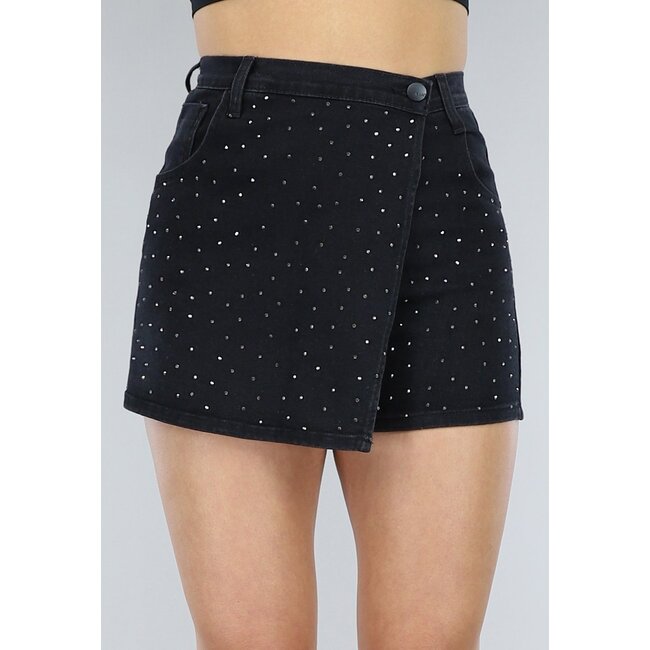 Schwarzer Glitzer-Skort
