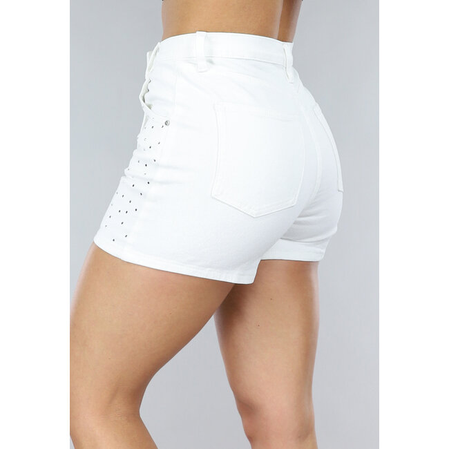 Weißer Denim-Skort mit Glitzer-Revers