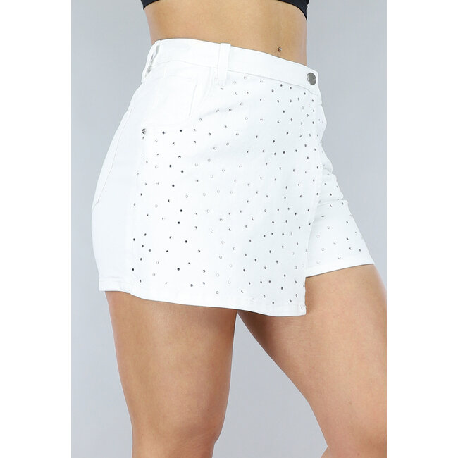 Weißer Denim-Skort mit Glitzer-Revers