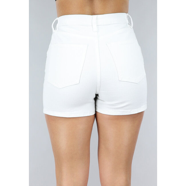 Weißer Denim-Skort mit Glitzer-Revers