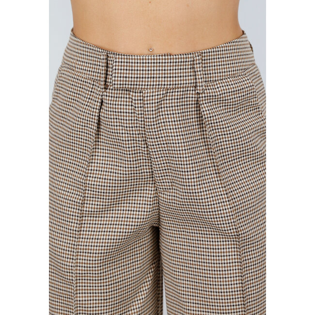 Zweiteiliges kariertes Stretch-Set mit hochtaillierter Hose und Korsett-Oberteil mit Bügeln