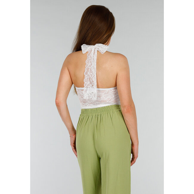 Weißes Stretch-Top mit Stretch und doppelter Fütterung