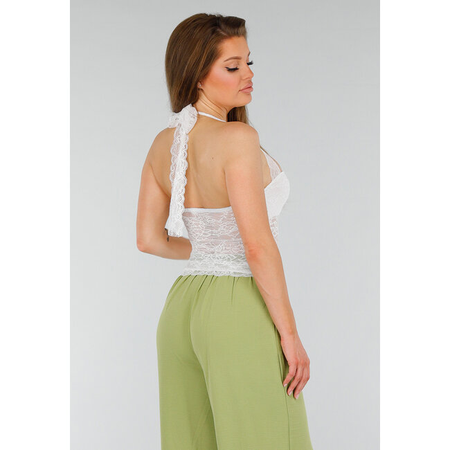 Weißes Stretch-Top mit Stretch und doppelter Fütterung