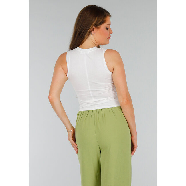 Weißes ärmelloses Stretch-Cropped-Top mit Herzausschnitten