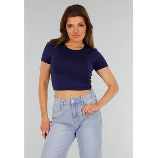 Dunkelblaues Cropped Top mit Stretch