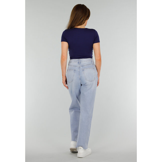 Dunkelblaues Stretch-Cropped-Top mit taillierter Passform