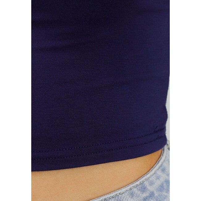 Dunkelblaues Stretch-Cropped-Top mit taillierter Passform