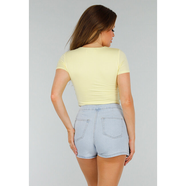 Butteryellow Stretch Cropped Top mit Rundhalsausschnitt