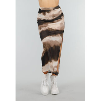 Tie Dye Mesh Rock mit Braun und Beige