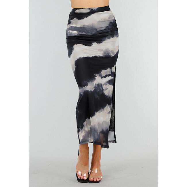 Tie Dye Stretch Maxirock mit Rockeinsatz
