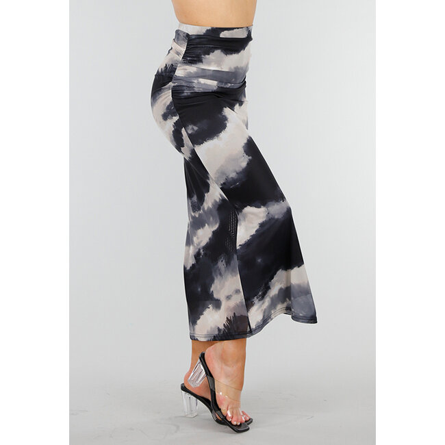 Tie Dye Stretch Maxirock mit Rockeinsatz