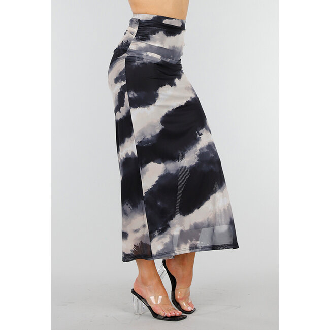Tie Dye Stretch Maxirock mit Rockeinsatz
