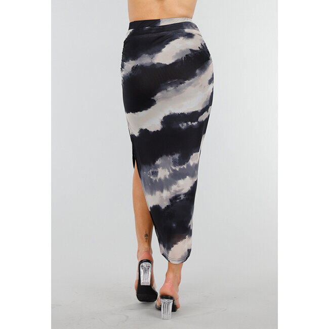 Tie Dye Stretch Maxirock mit Rockeinsatz