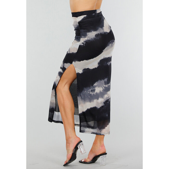 Tie Dye Stretch Maxirock mit Rockeinsatz