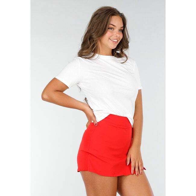 Weißes T-Shirt aus Baumwolle mit Stretch und lockerem Schnitt mit kurzen Ärmeln