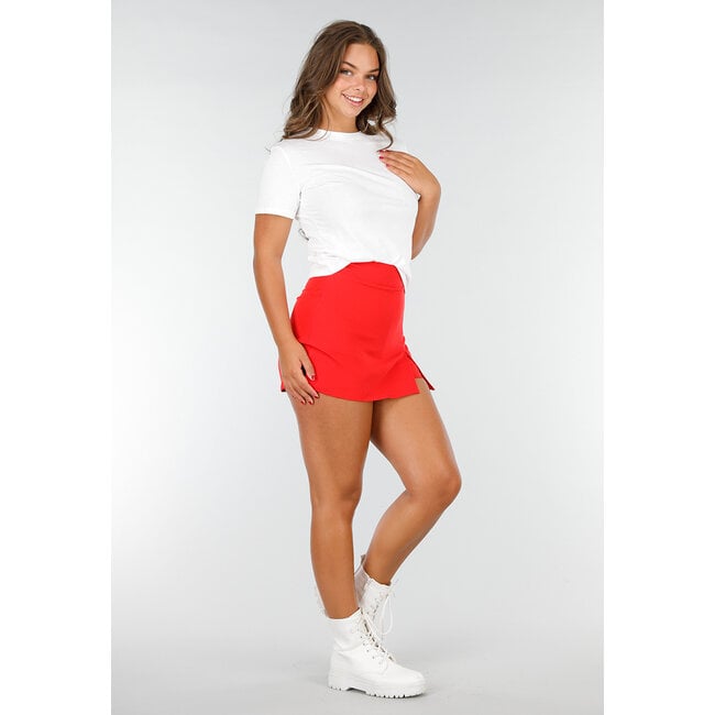 Weißes T-Shirt aus Baumwolle mit Stretch und lockerem Schnitt mit kurzen Ärmeln