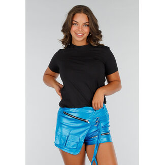 Schwarzes Basic-Top aus Stretch-Baumwolle