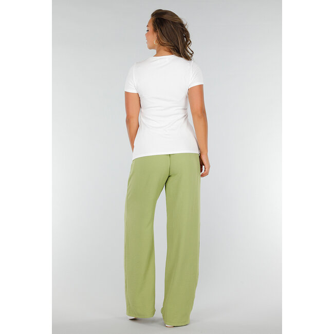 Weißes Stretch-T-Shirt mit Seitenschlitz, Rundhalsausschnitt und kurzen Ärmeln