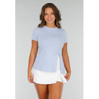 Blaues Slim Fit Stretch Top mit Seitenschlitz