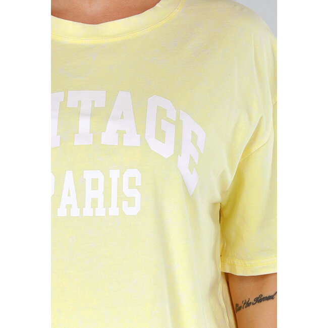 Buttergelbes Acid Wash Hemd mit Stretch und Oversized Fit