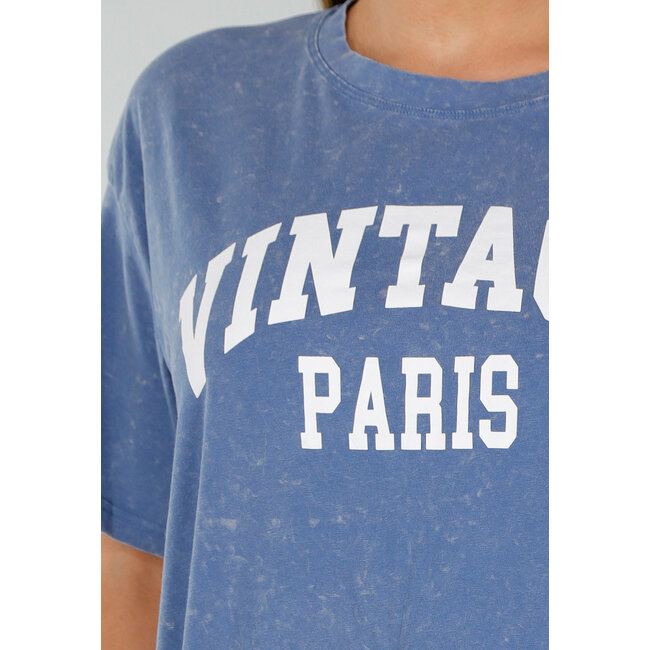 Blaues T-Shirt in Übergröße mit Stretch und weißem Buchstabenaufdruck