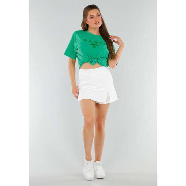 Grünes übergroßes Baumwollhemd im Vintagelook mit Stretch