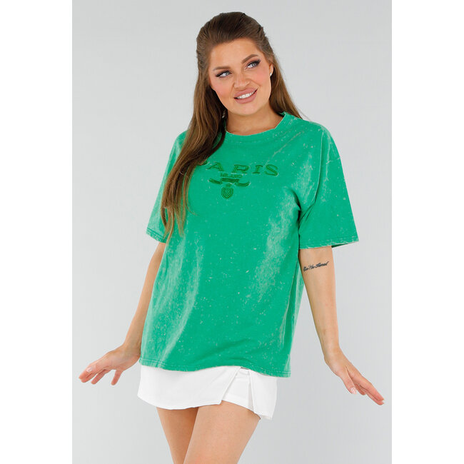 Grünes übergroßes Baumwollhemd im Vintagelook mit Stretch