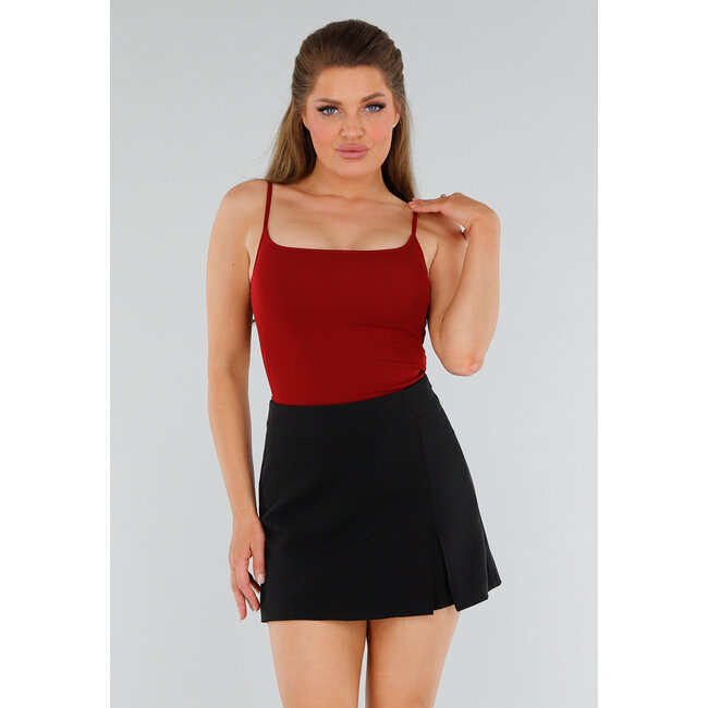 Rotes Shirt-Top mit Stretch, Cups und Rundhalsausschnitt
