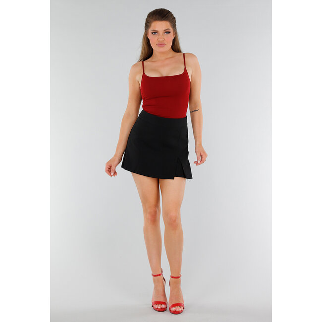 Rotes Shirt-Top mit Stretch, Cups und Rundhalsausschnitt