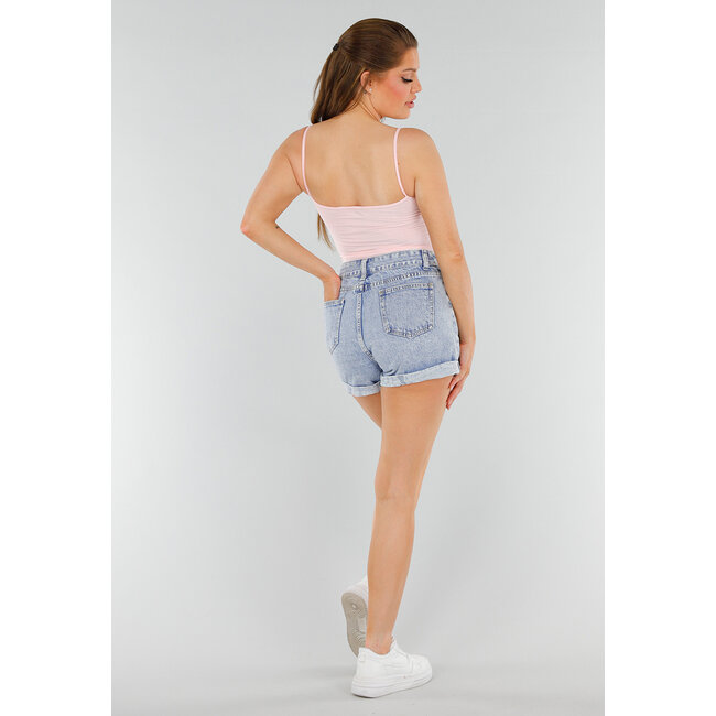 Hellrosa Top mit Cups, Stretch und Ausschnitt