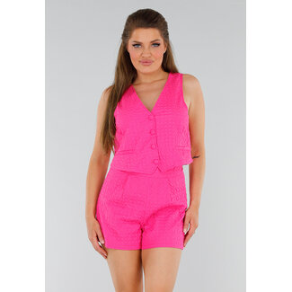 Fuchsia Set mit Gilet und strukturiertem Stoff