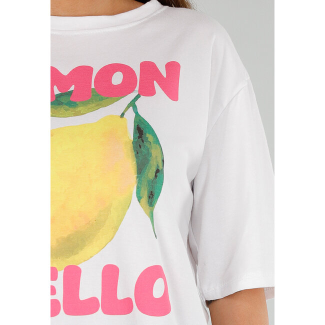 Weißes Oversized T-Shirt mit Stretch, Limoncello-Print und Zitrone