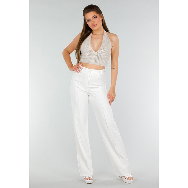 Beigefarbenes gehäkeltes Trägertop mit Stretch und tailliertem Modell