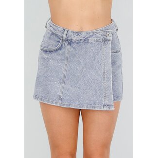Redial Jeans Blauer Denim-Skort mit Glitzer und Stretch