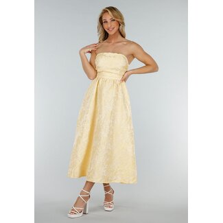 Trägerloses Buttergelbes Jacquard-Kleid
