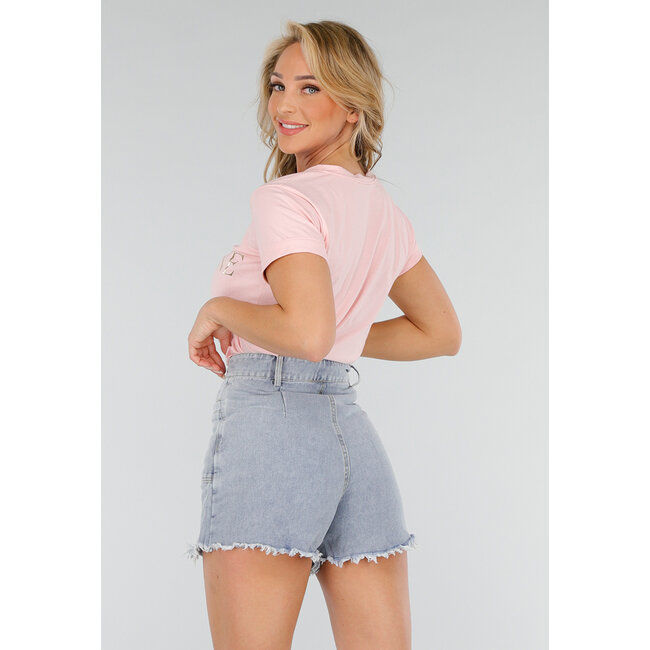 Hellrosa T-Shirt mit goldenem Champagne Club-Aufdruck