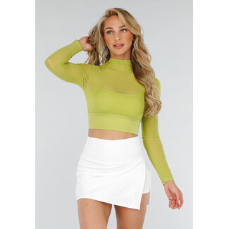 Olivgrünes Sportliches Mesh-Top
