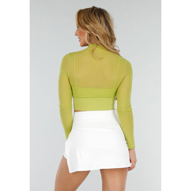Olivgrünes Sportliches Mesh-Top mit Einlagen
