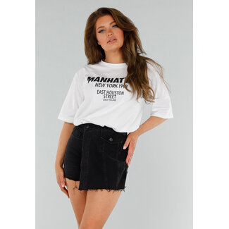 T-Shirt mit Manhattan-Aufdruck Weiß