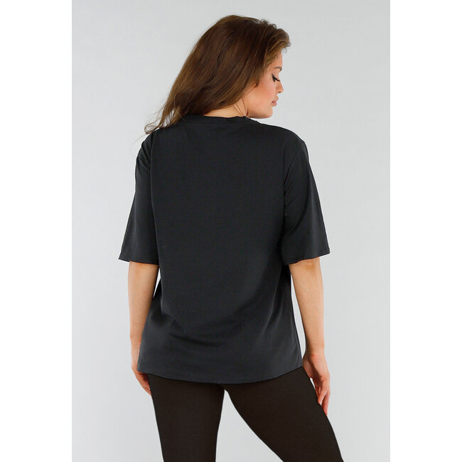 Schwarzes T-Shirt in Übergröße mit minimalistischem Druck