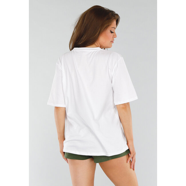 Weißes T-Shirt in Übergröße mit minimalem Druck und Stretch