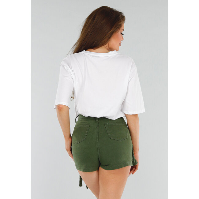 Weißes T-Shirt mit Capri Italy-Aufdruck und grünen Buchstaben