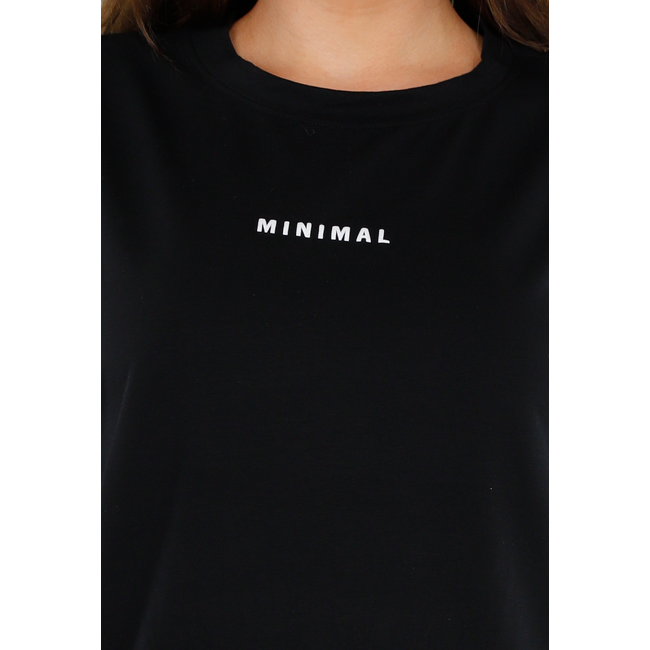 Schwarzes T-Shirt in Übergröße mit minimalistischem Druck