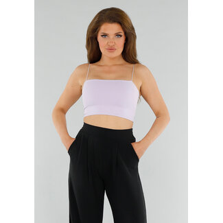 Fliederfarbenes Cropped Top mit Spaghetti-Trägern