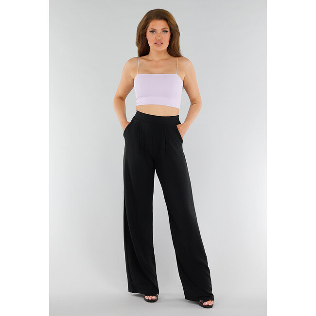 Fliederfarbenes Cropped Top mit Spaghetti-Trägern und doppelter Lage