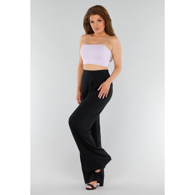 Fliederfarbenes Cropped Top mit Spaghetti-Trägern und doppelter Lage