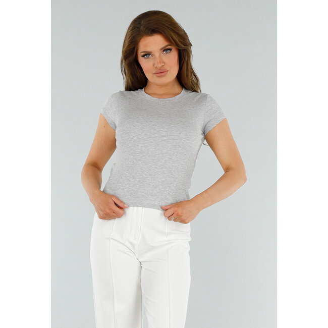 Graues kurzärmeliges Stretch-T-Shirt mit Stretch